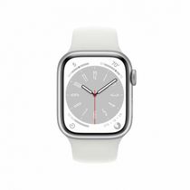 Apple Watch Series 8 41 мм корпус из алюминия серебристого цвета, спортивный ремешок белого цвета