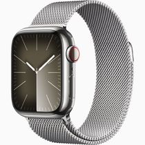 Apple Watch Series 9 GPS + Cellular, 41mm Silver Stainless Steel Case with Silver Milanese Loop
