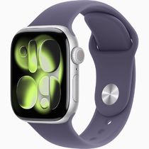 Apple Watch Series 11, 42 мм, алюминий серебристого цвета, ремешок Sport Band цвета «фиолетовый туман»