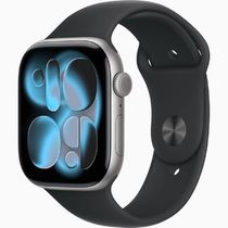 Apple Watch Series 11, 46 мм, алюминий цвета «серый космос», ремешок Sport Band чёрного цвета